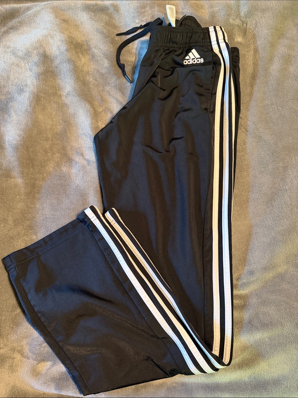 adidas Black Track Joggers with White Three-Stripe